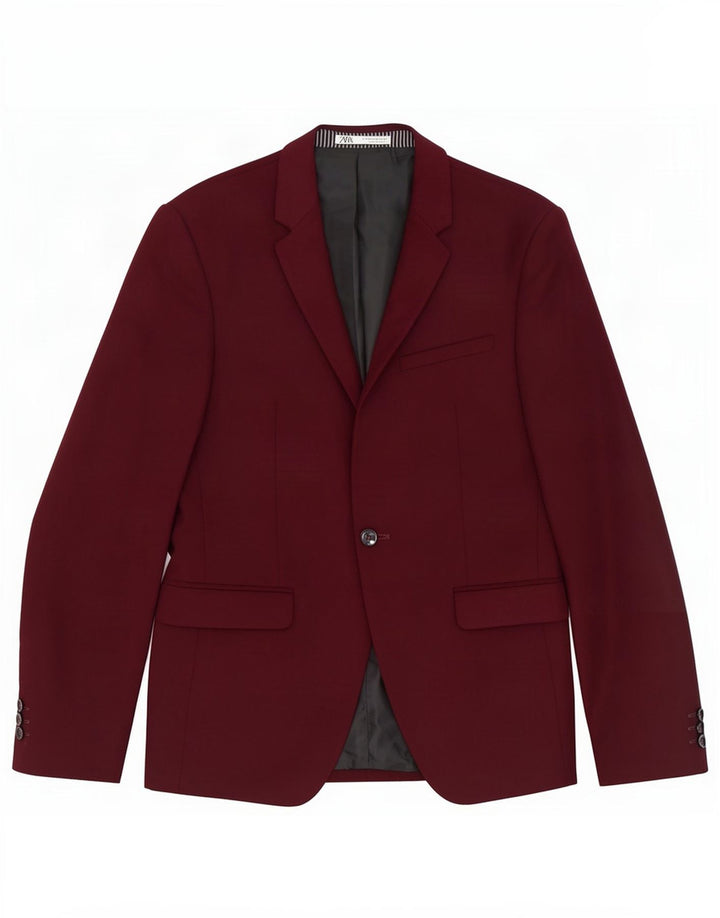 Giacca blazer da uomo a 1 bottone Zara EU 48 poliestere bordeaux medio