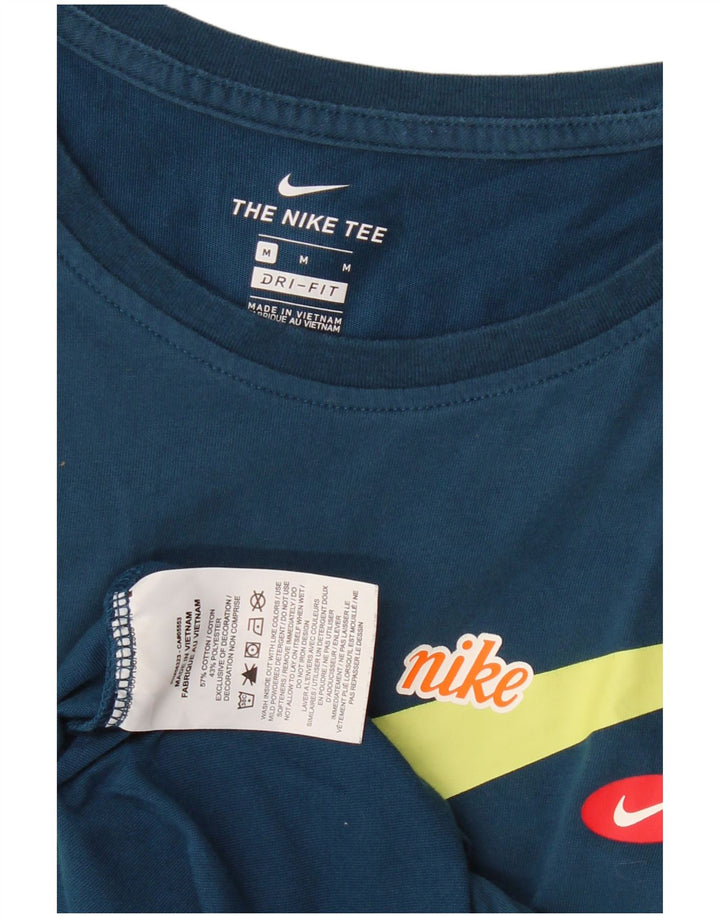 Canotta grafica Nike Dri Fit da donna UK 12 medio blu navy cotone