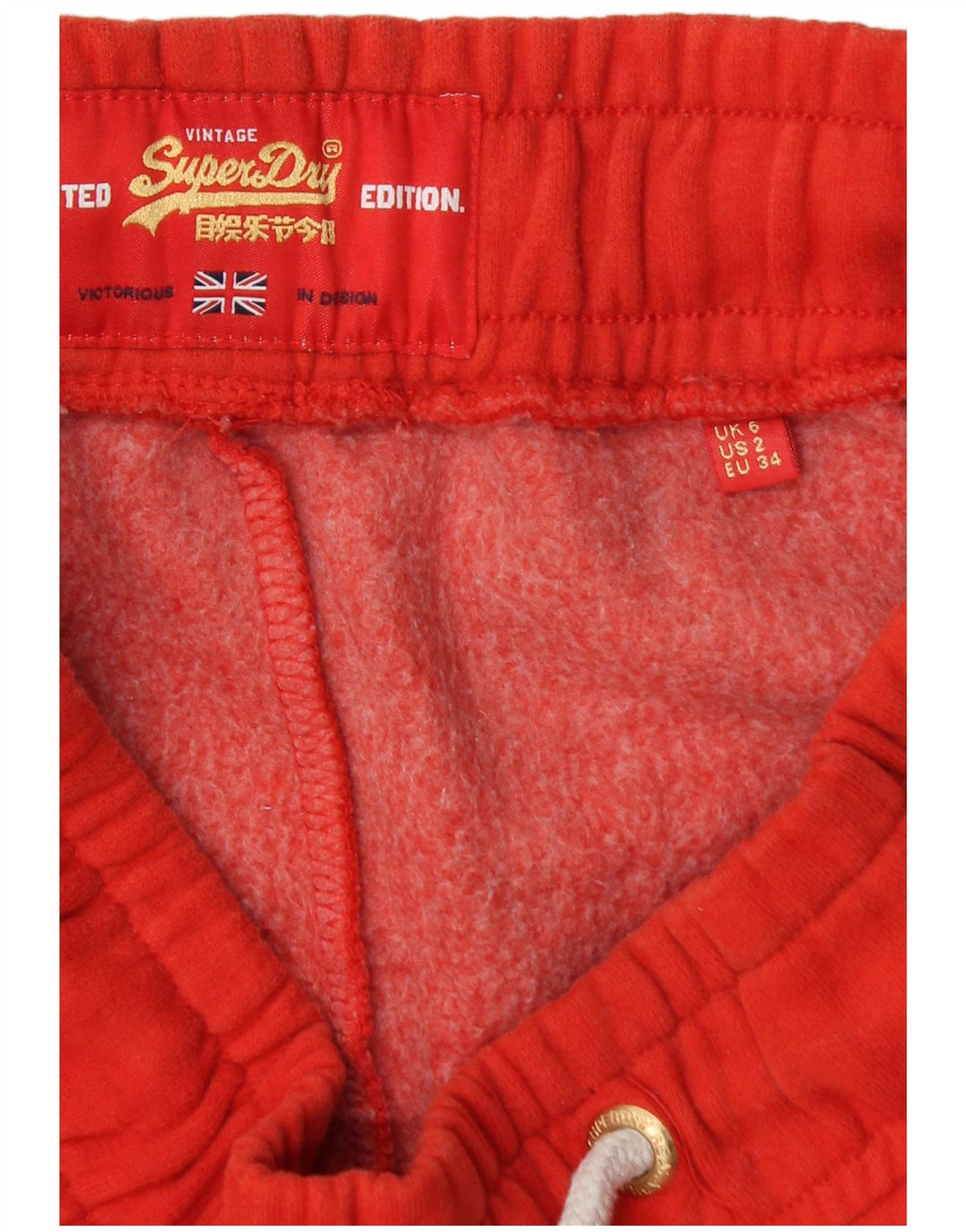 Pantaloni da tuta con grafica da donna SUPERDRY Joggers UK 6 XS Rosso Colourblock