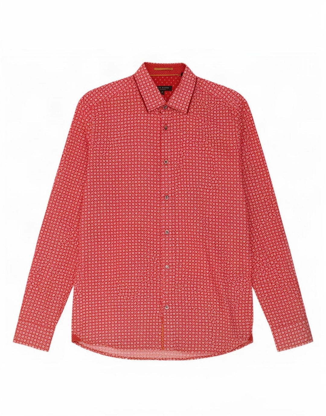 Camicia da uomo Ted Baker taglia 3 cotone geometrico rosso medio