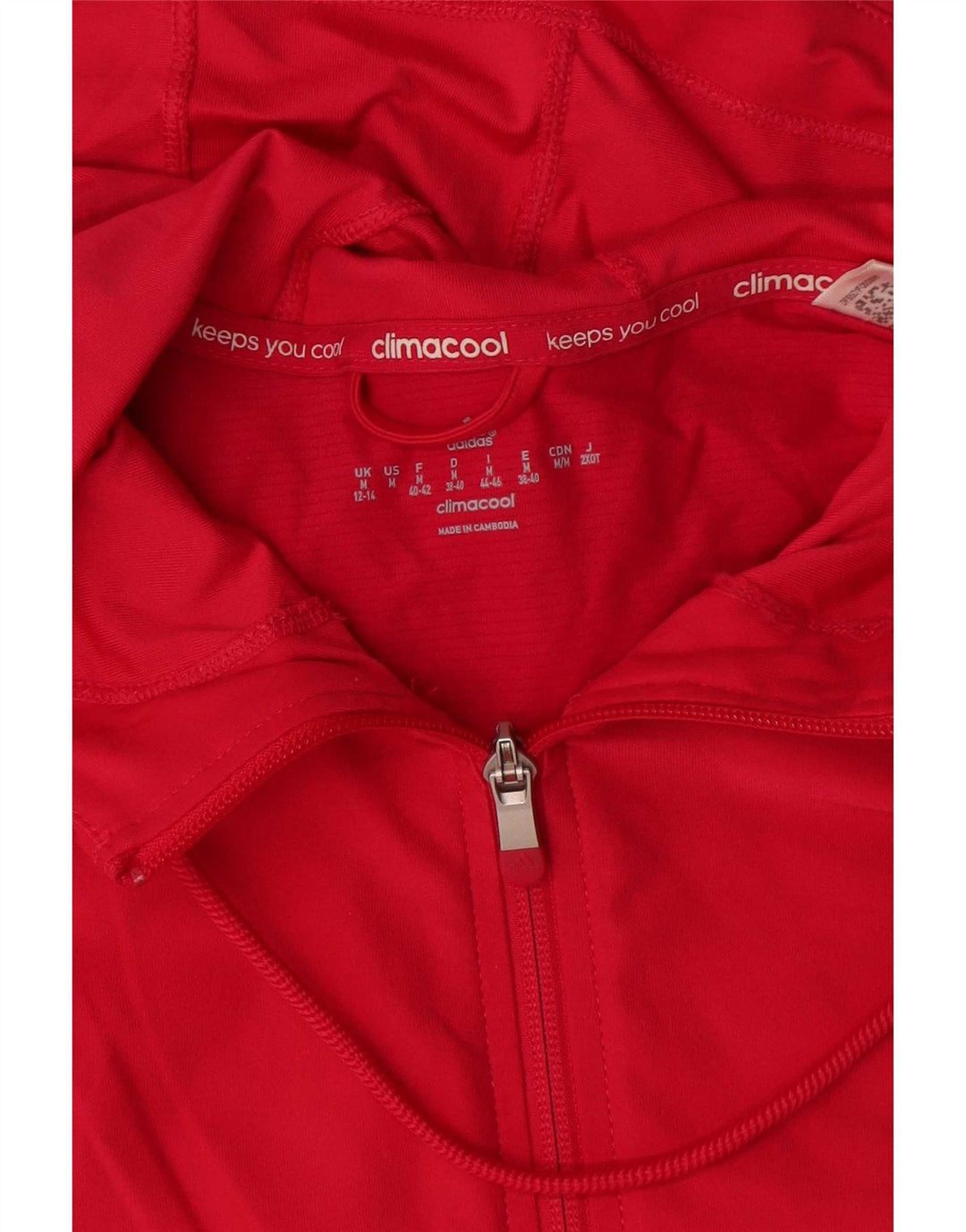 Maglione con cappuccio e zip Adidas Climacool da donna UK 12/14 Poliestere rosso medio