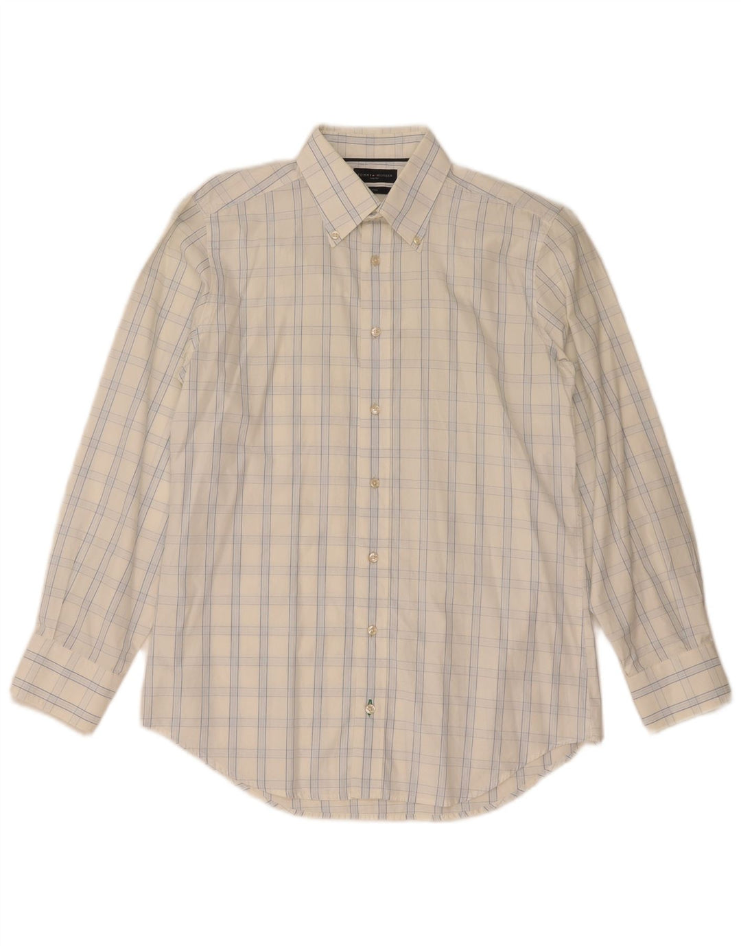 TOMMY HILFIGER Camicia aderente da uomo taglia 38 15 a quadri bianchi medi