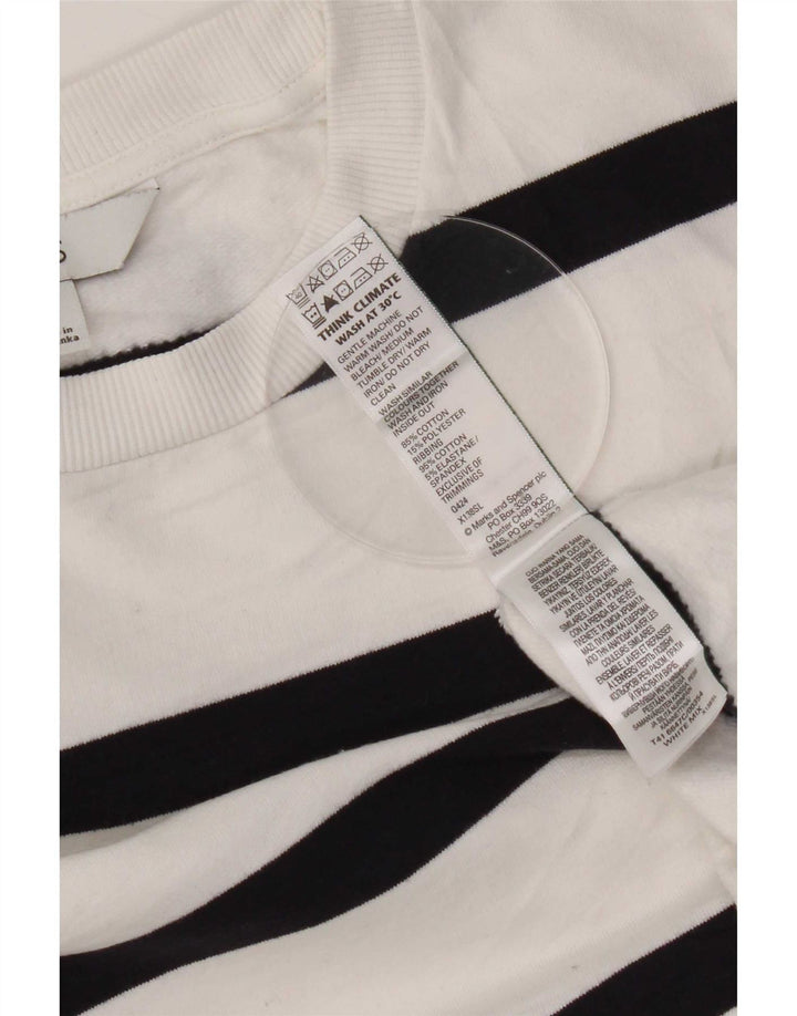 Felpa da donna Marks & Spencer UK 14 Cotone a righe bianche medie
