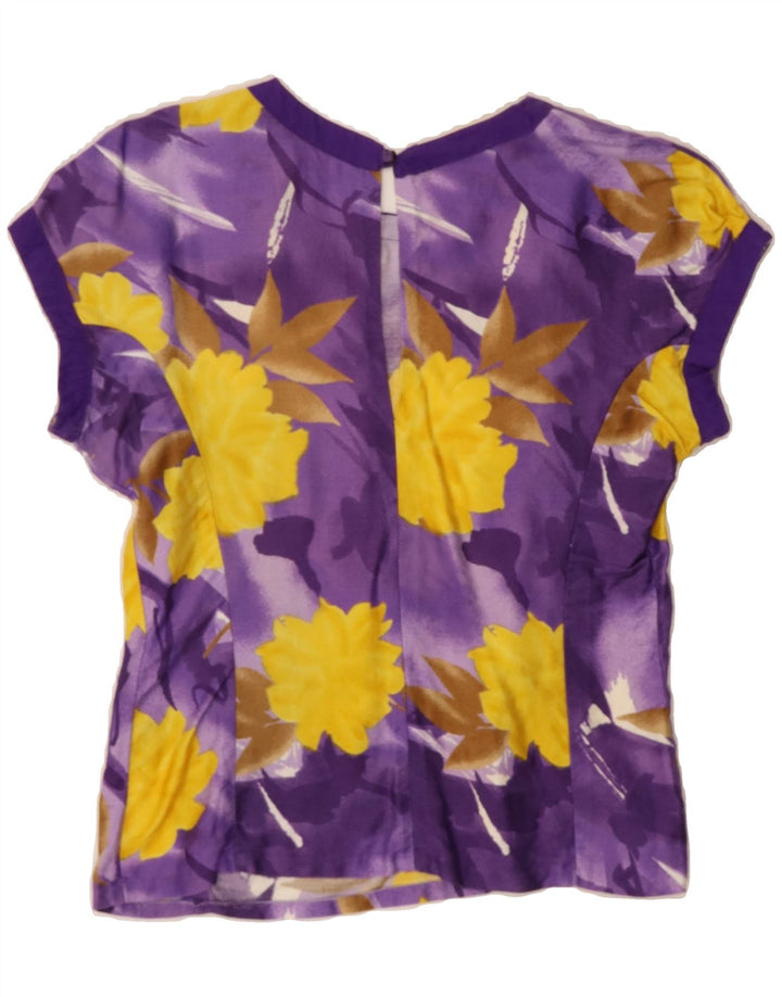 VINTAGE Womens Blouse Top UK 12 Medium Purple Floral Vintage Vintage and Second-Hand Vintage from Messina Hembry 