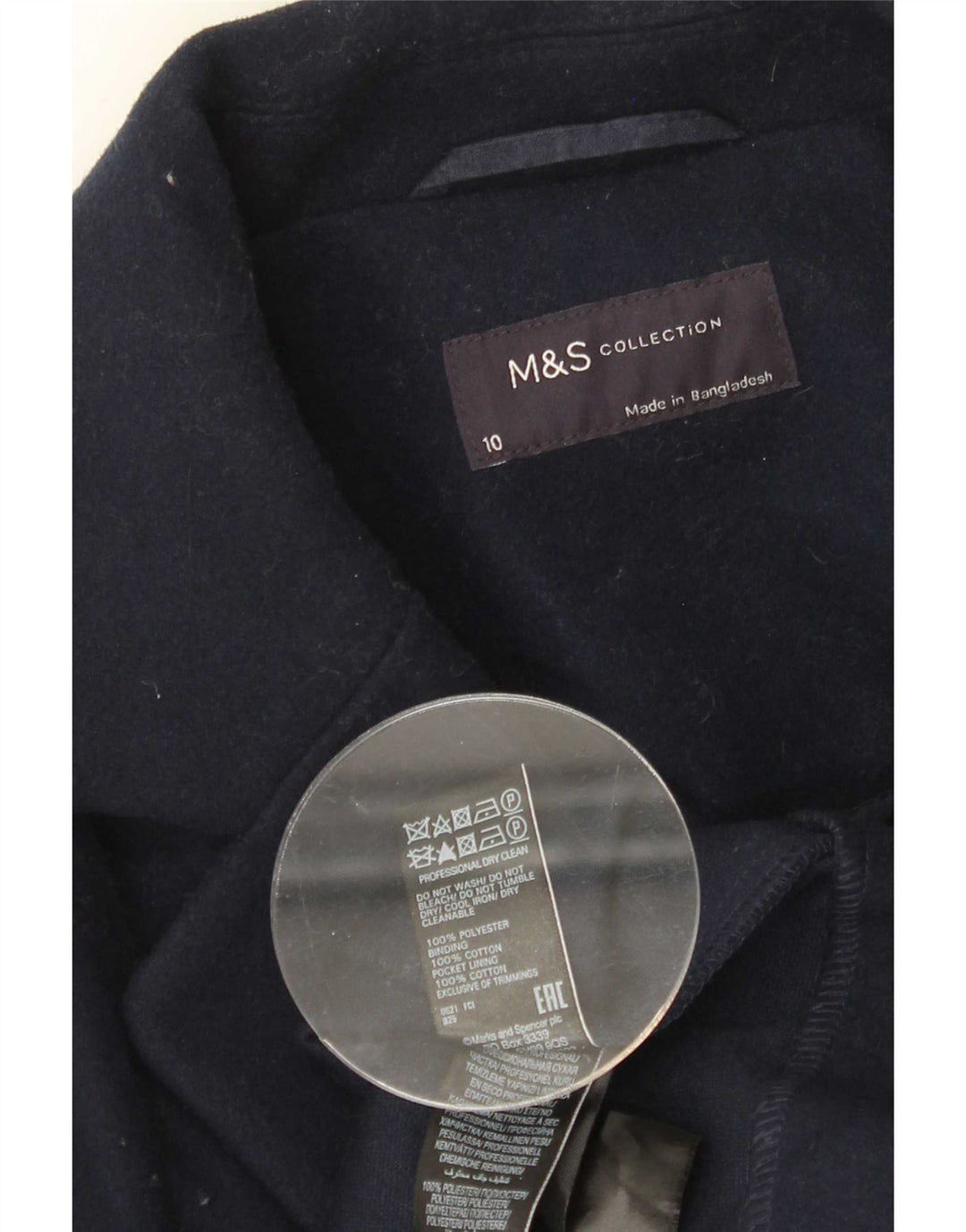 Soprabito oversize da donna Marks & Spencer UK 10 piccolo poliestere blu navy