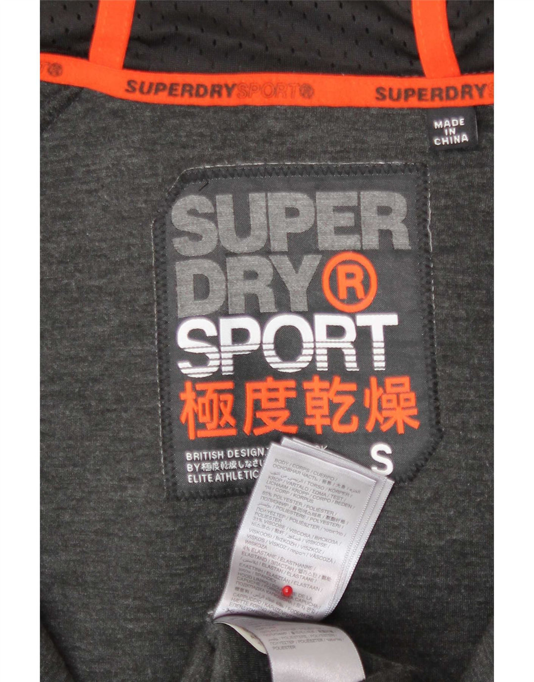 Maglione con cappuccio e zip grafica da uomo Superdry piccolo in poliestere grigio