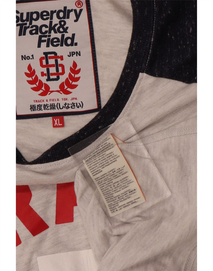 T-shirt grafica da uomo Superdry Top XL in cotone color block grigio