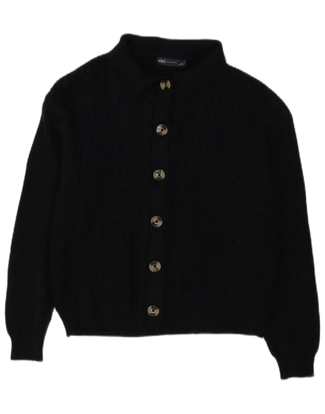 Maglione cardigan da donna Marks & Spencer UK 14 Viscosa nera media