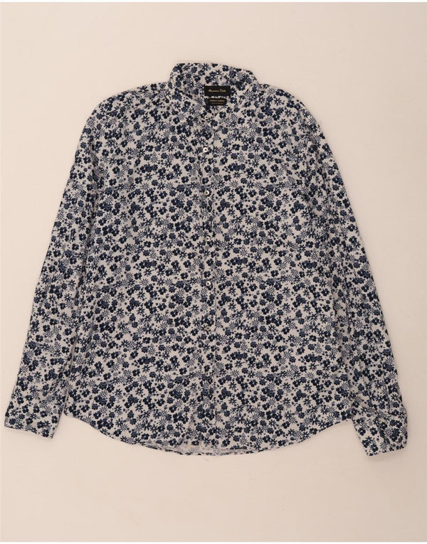 Camicia da uomo Massimo Dutti XL in cotone floreale blu