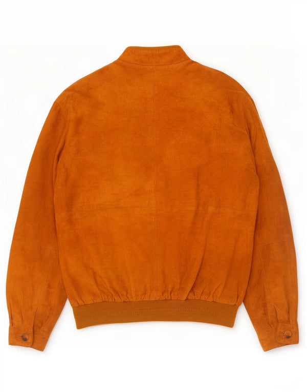 Giubbotto bomber vintage in pelle scamosciata da uomo IT 50 grande in pelle marrone