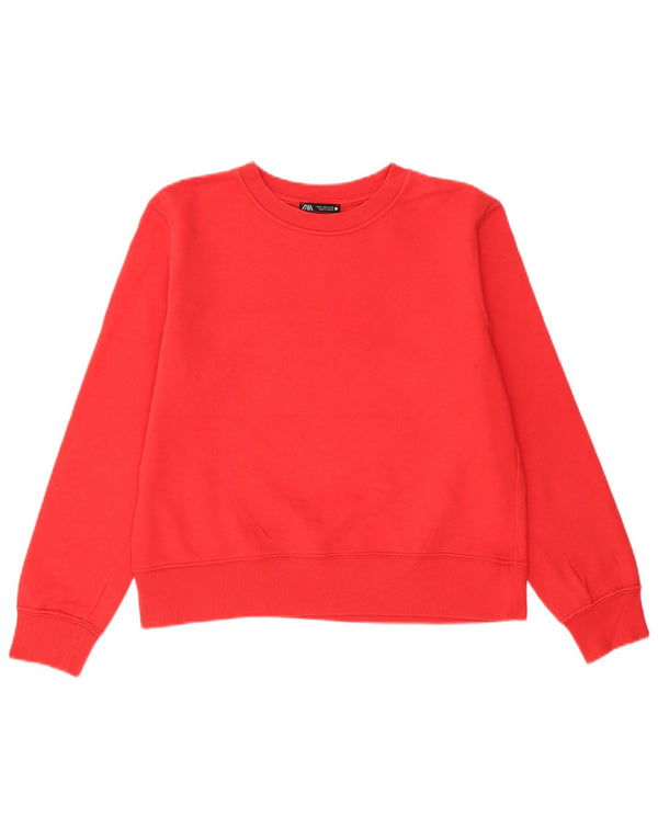 Felpa Zara da donna, maglione UK 14, cotone rosso medio