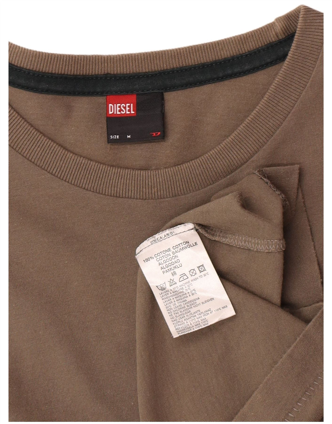 Top da donna Diesel manica lunga UK 12 cotone grigio medio