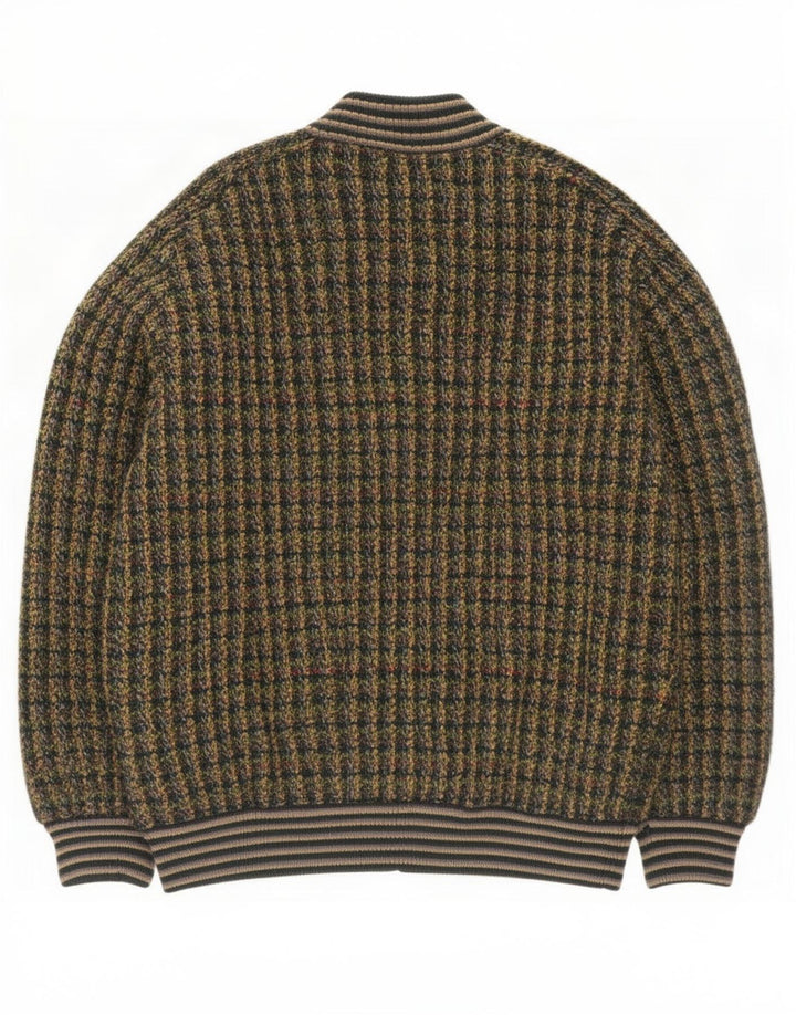 Giubbotto bomber vintage da uomo lavorato a maglia 3XL in lana vergine screziata multicolore