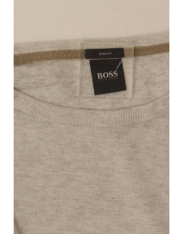 Top Hugo Boss da uomo slim fit a maniche lunghe grande grigio