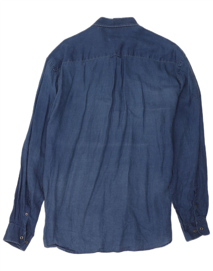 Camicia da uomo Massimo Dutti XL Lino blu navy