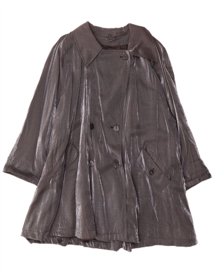 Cappotto doppiopetto oversize da donna vintage IT 42 Viscosa grigio medio