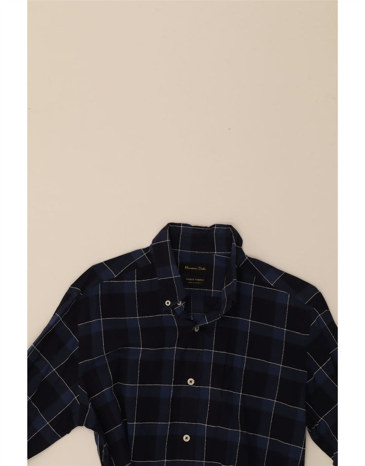 MASSIMO DUTTI Mens Shirt Medium Navy Blue Check Vintage Massimo Dutti and Second-Hand Massimo Dutti from Messina Hembry 