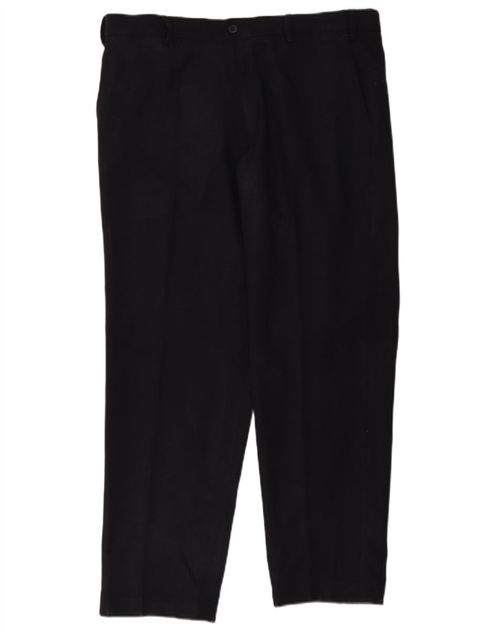 Pantaloni chino regolari da uomo Marks & Spencer W38 L29 poliestere blu navy