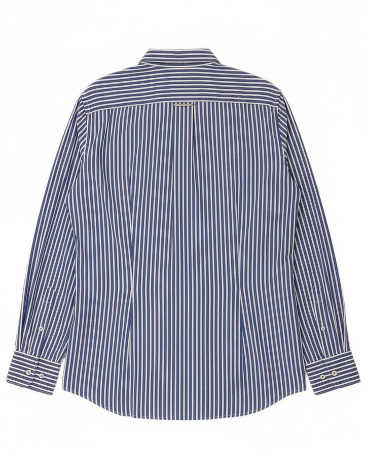 Camicia da uomo slim fit Fred Perry in cotone a righe blu medio