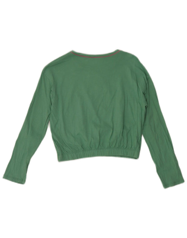 Top corto grafico per ragazze Benetton manica lunga 7-8 anni verde