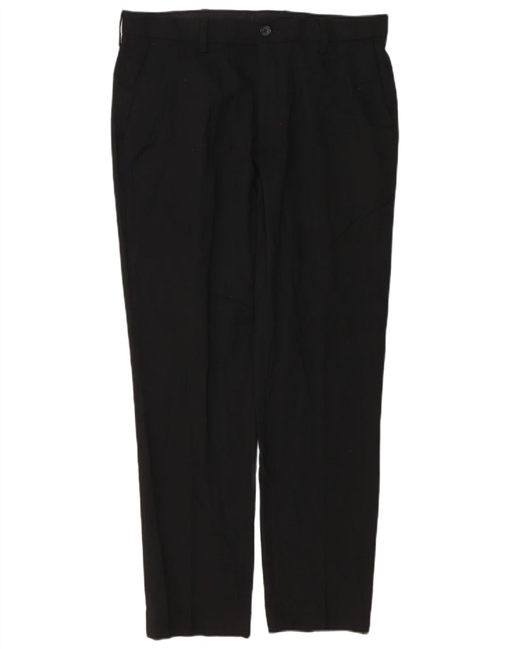 MARKS & SPENCER Pantaloni chino slim fit da uomo W32 L28 poliestere nero