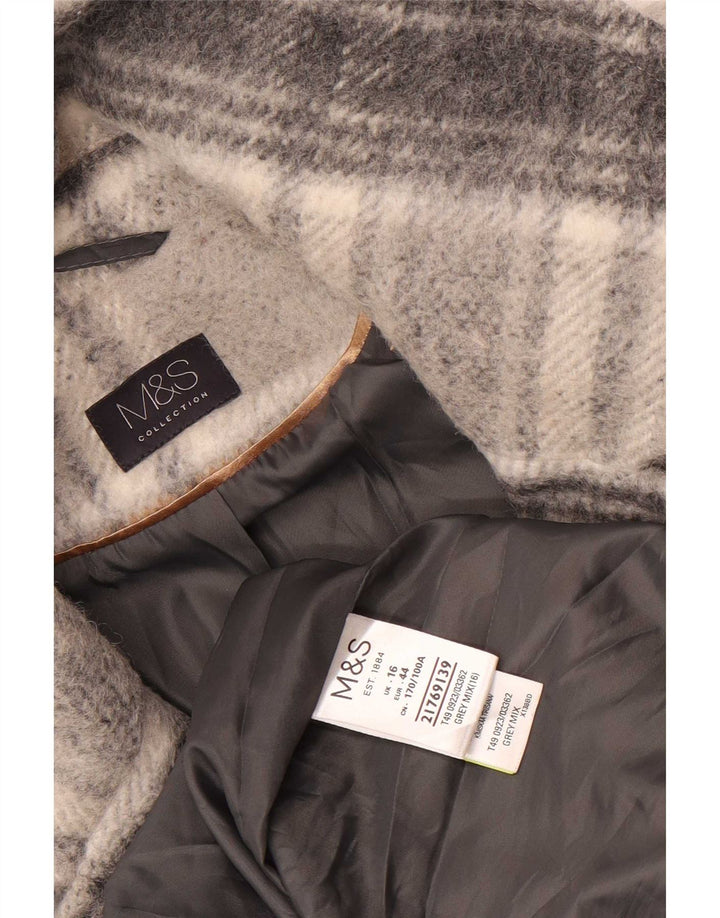 Cappotto doppiopetto da donna Marks & Spencer UK 16 grande quadri grigi