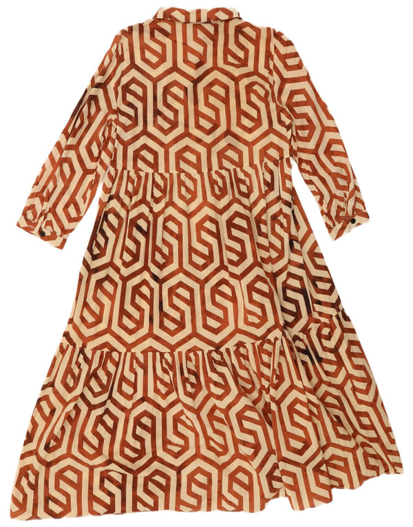 Abito a strati con maniche a 3/4 da donna Zara UK 10 Piccolo beige geometrico