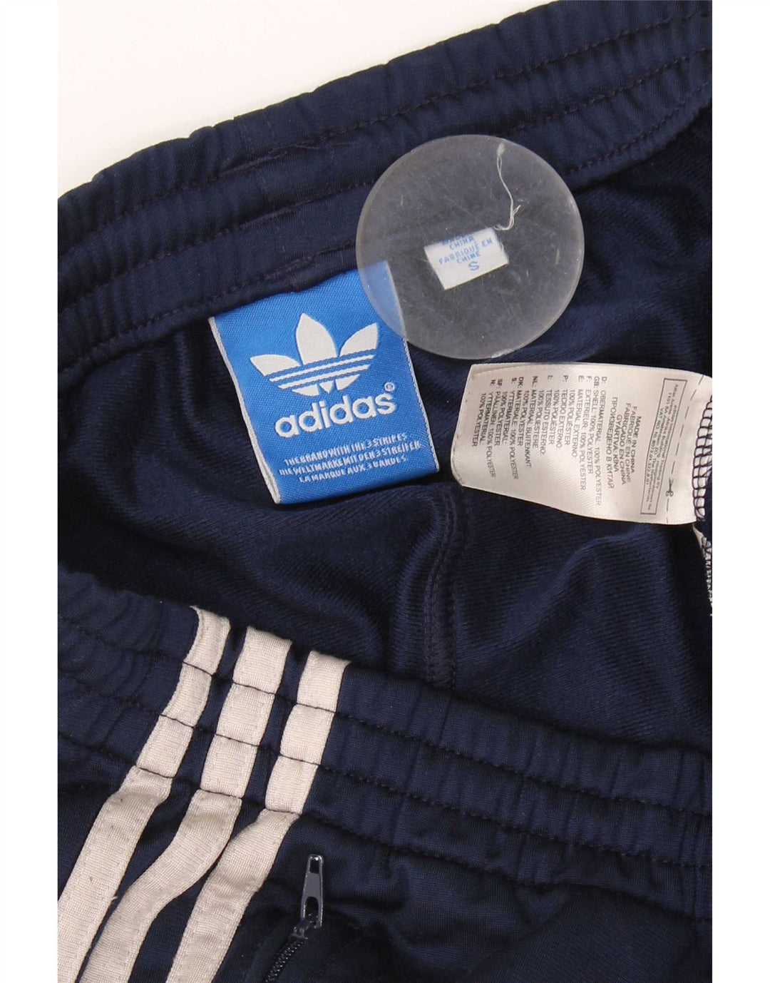 Pantaloni da tuta da uomo Adidas Small in poliestere blu navy