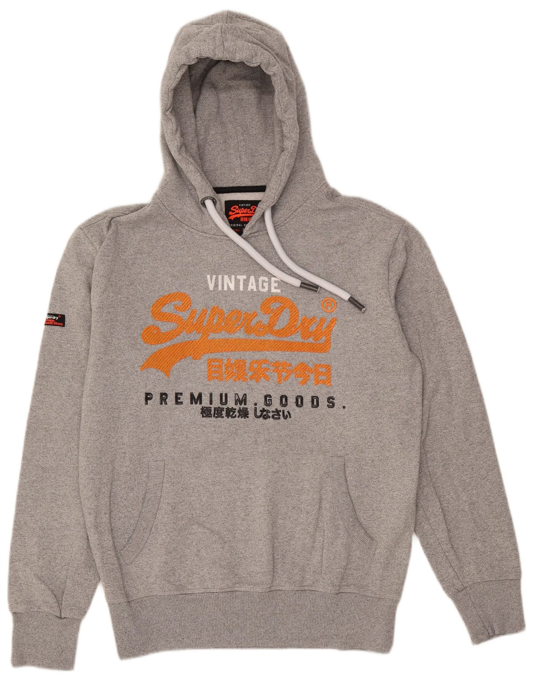 Maglione con cappuccio grafico da uomo Superdry grande in cotone grigio