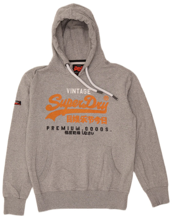 Maglione con cappuccio grafico da uomo Superdry grande in cotone grigio