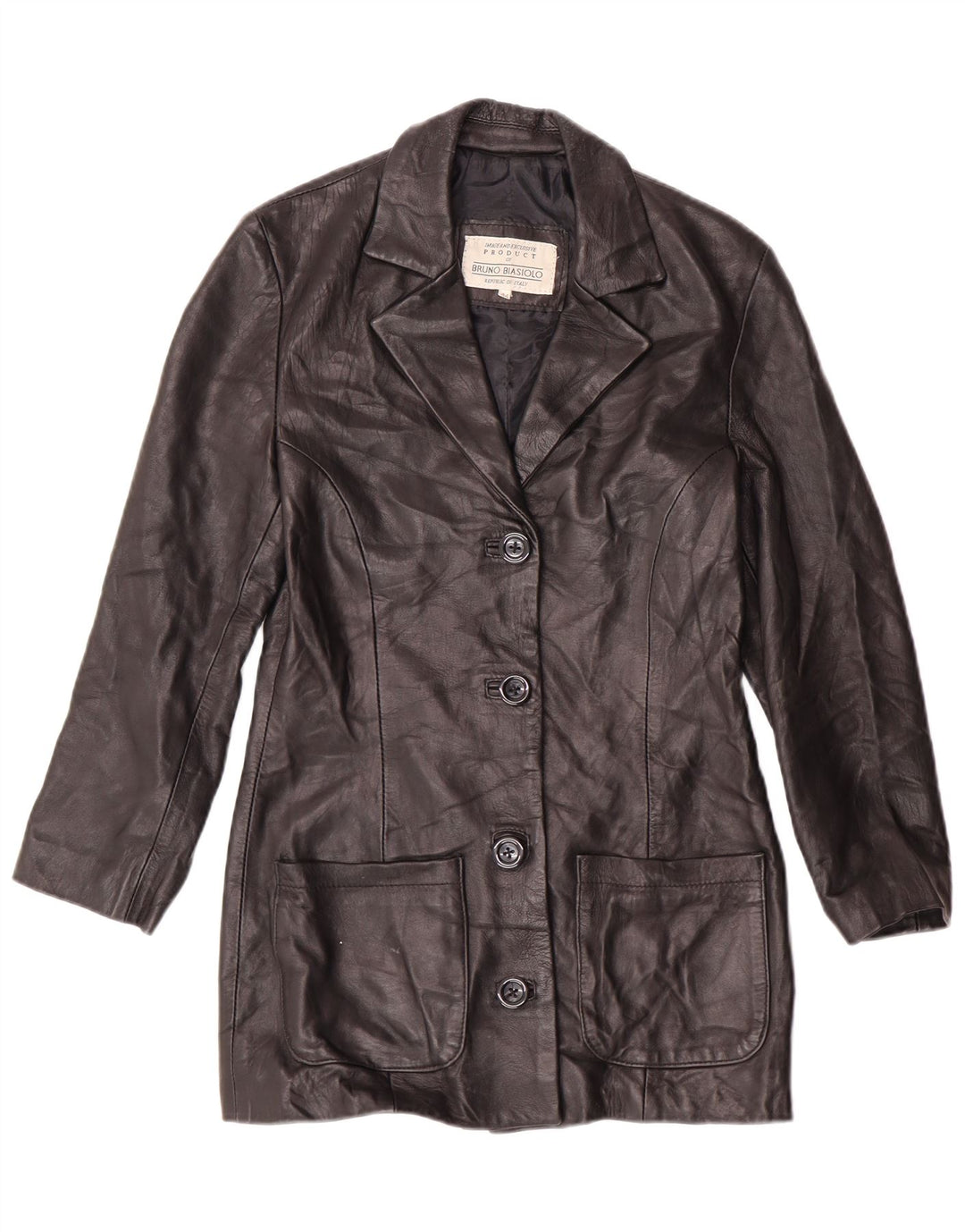 Giacca in pelle vintage da donna IT 44 media nera classica