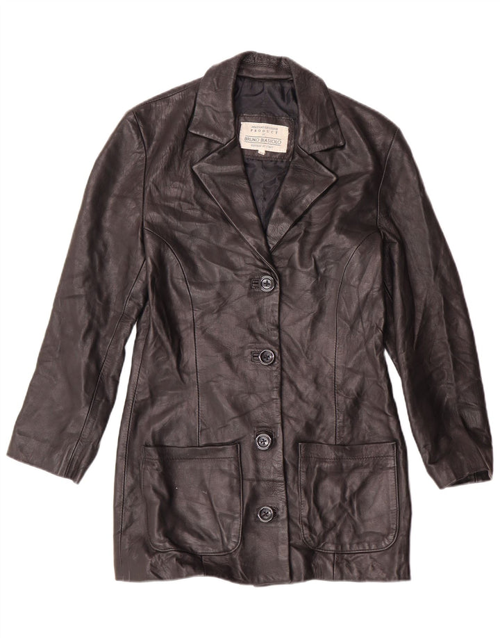Giacca in pelle vintage da donna IT 44 media nera classica