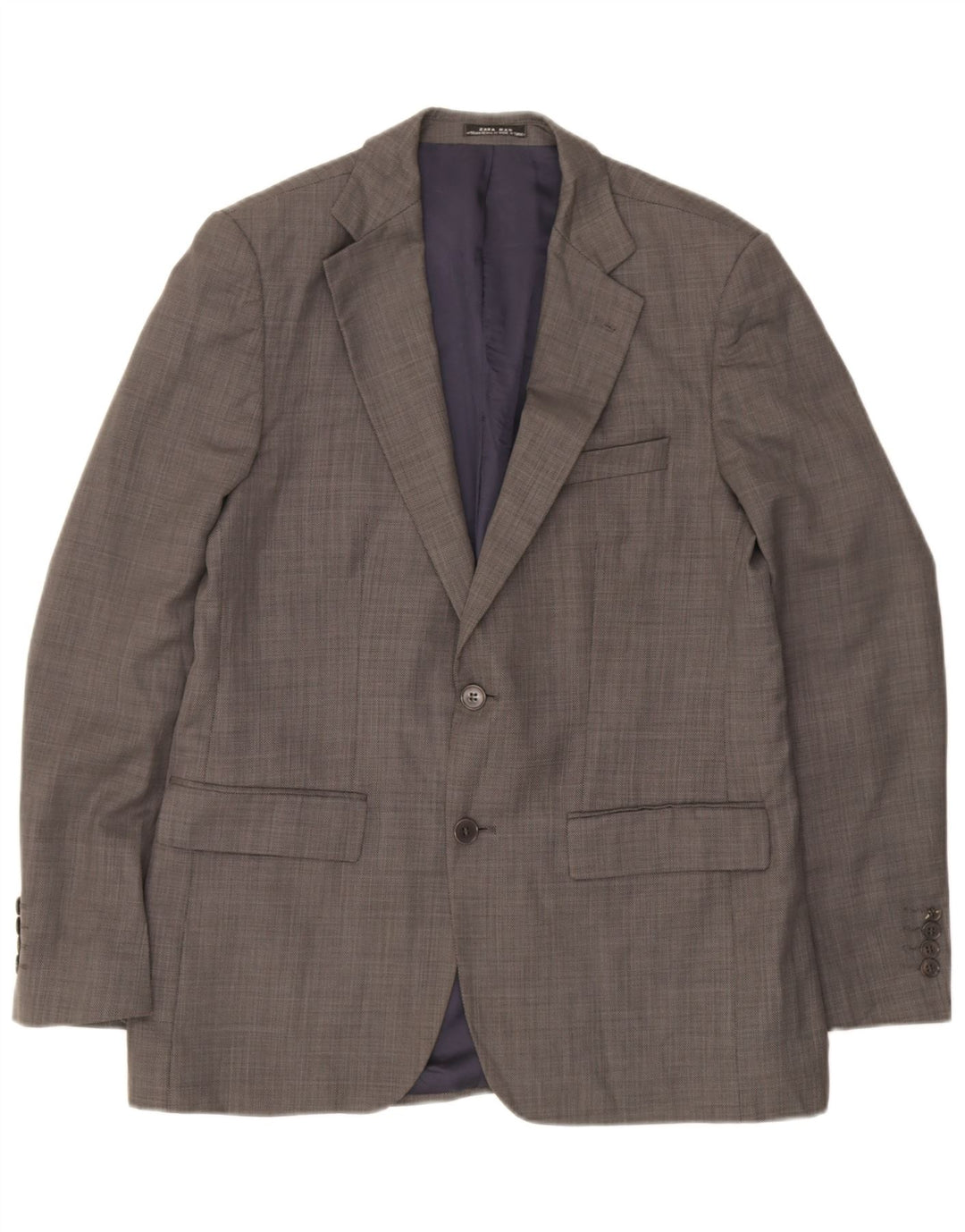 Giacca blazer da uomo a 2 bottoni Zara EU 52 grande lana grigia