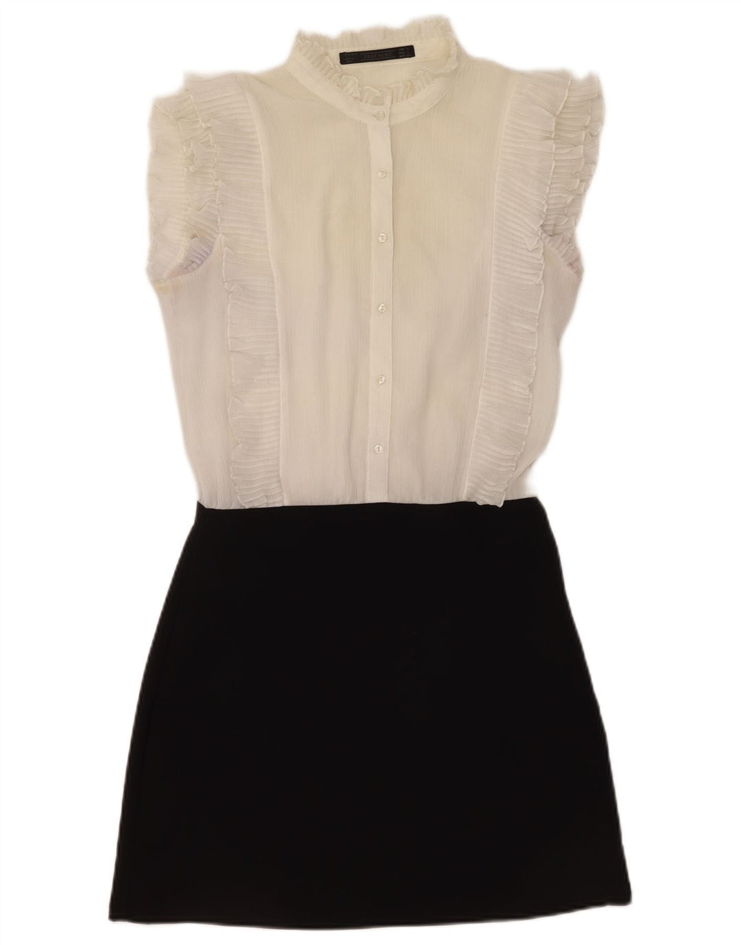 Abito a trapezio da donna Zara con volant sul davanti UK 10 piccolo bianco color block
