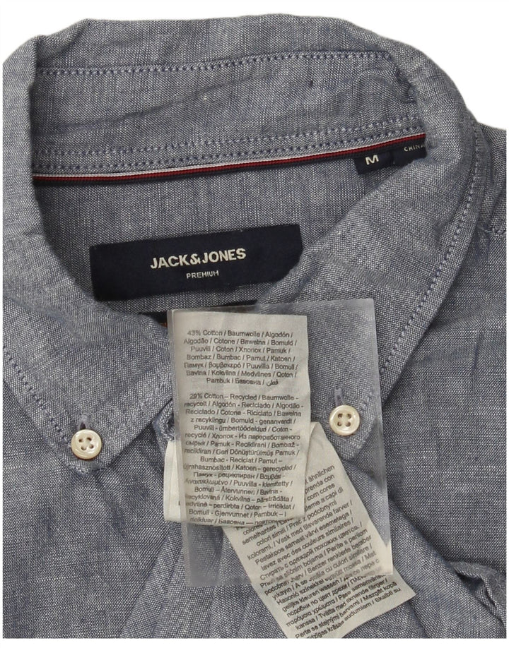 Camicia a maniche corte da uomo Jack & Jones in cotone blu medio