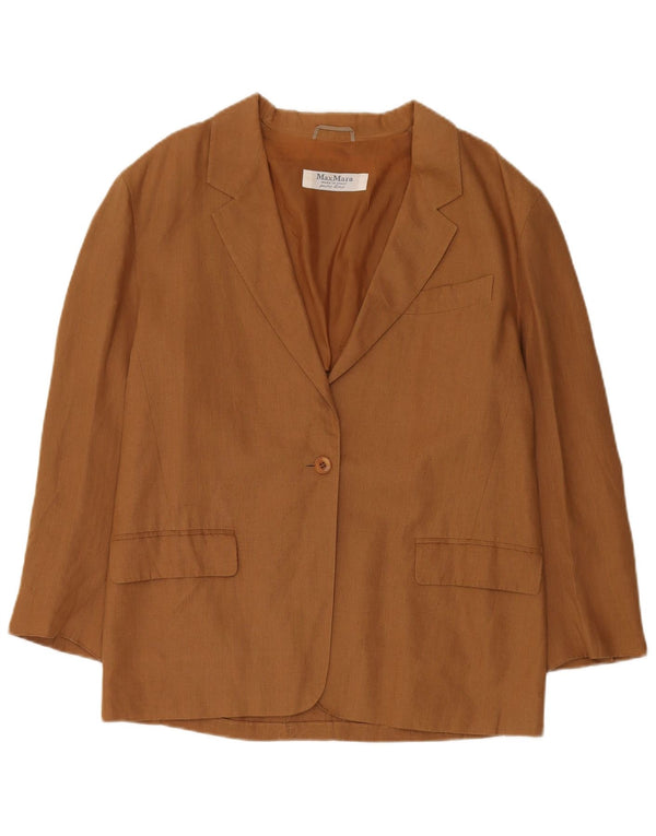Giacca blazer da donna a 1 bottone Max Mara UK 14 grande lino marrone