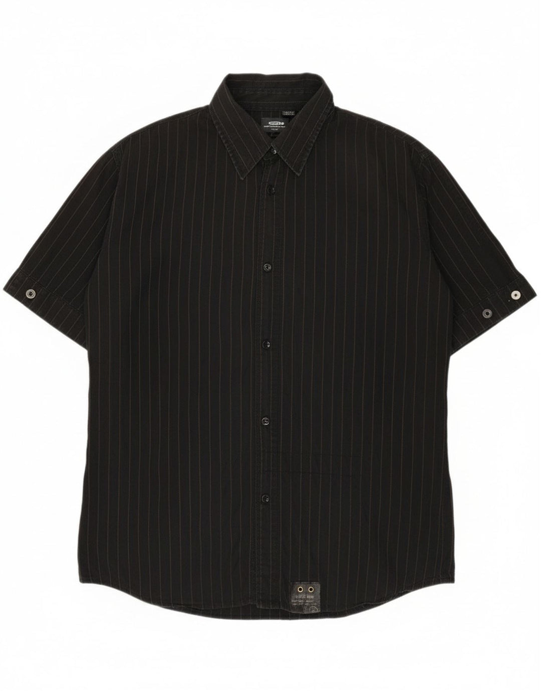 Camicia grafica da uomo a maniche corte G-Star XL in cotone gessato nero