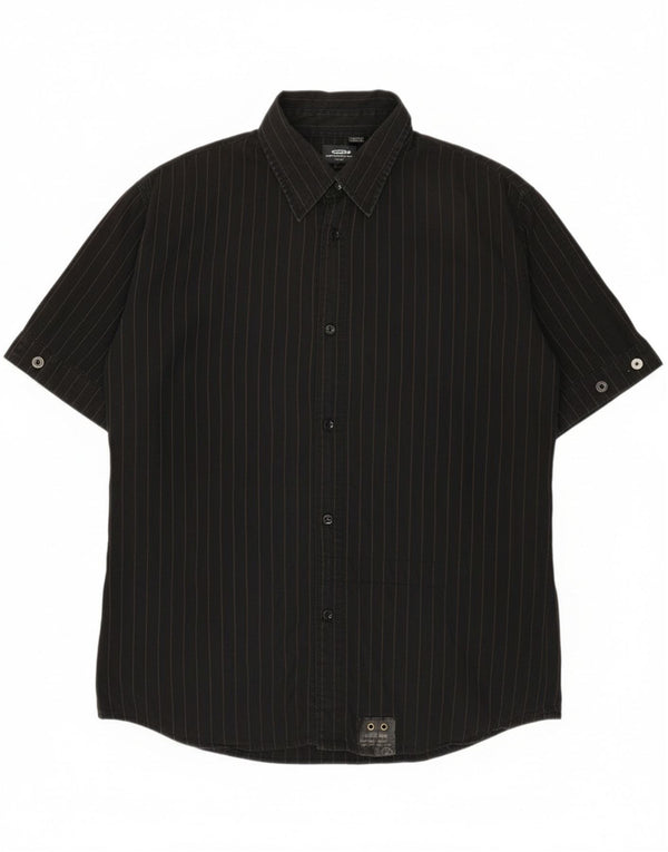 Camicia grafica da uomo a maniche corte G-Star XL in cotone gessato nero