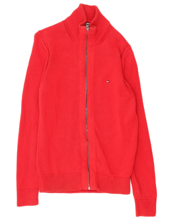 Maglione cardigan da uomo Tommy Hilfiger in cotone rosso medio