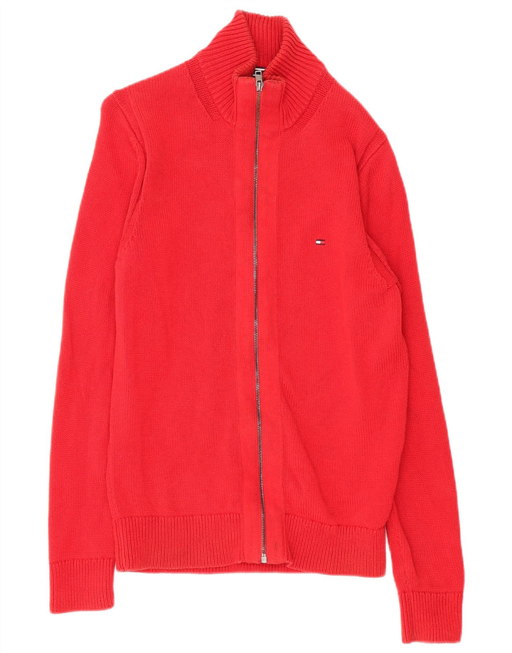 Maglione cardigan da uomo Tommy Hilfiger in cotone rosso medio