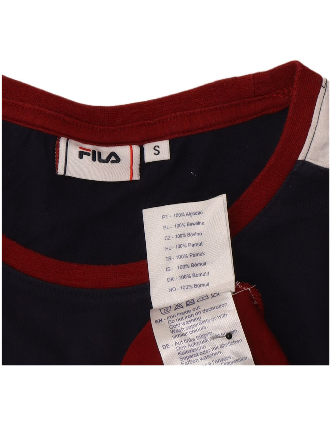T-shirt Fila da uomo Top Small rossa in cotone color block