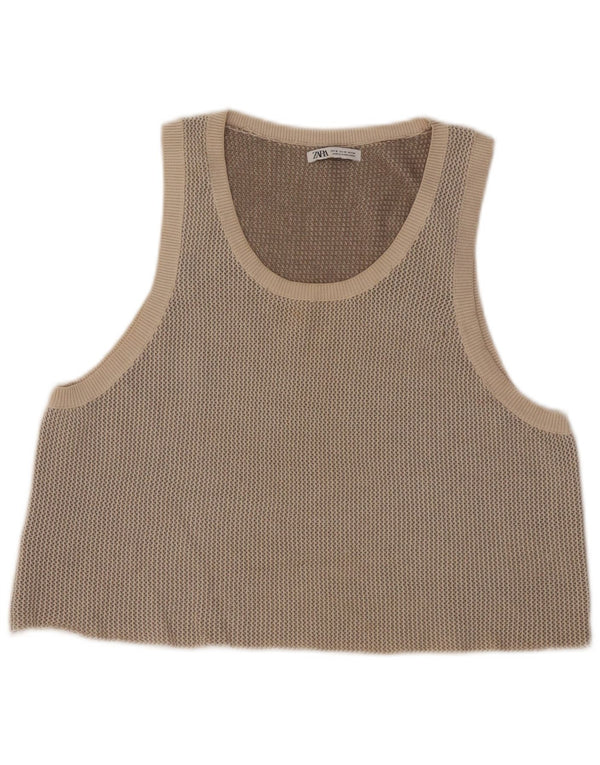 Canotta corta da donna Zara UK 14 Beige medio