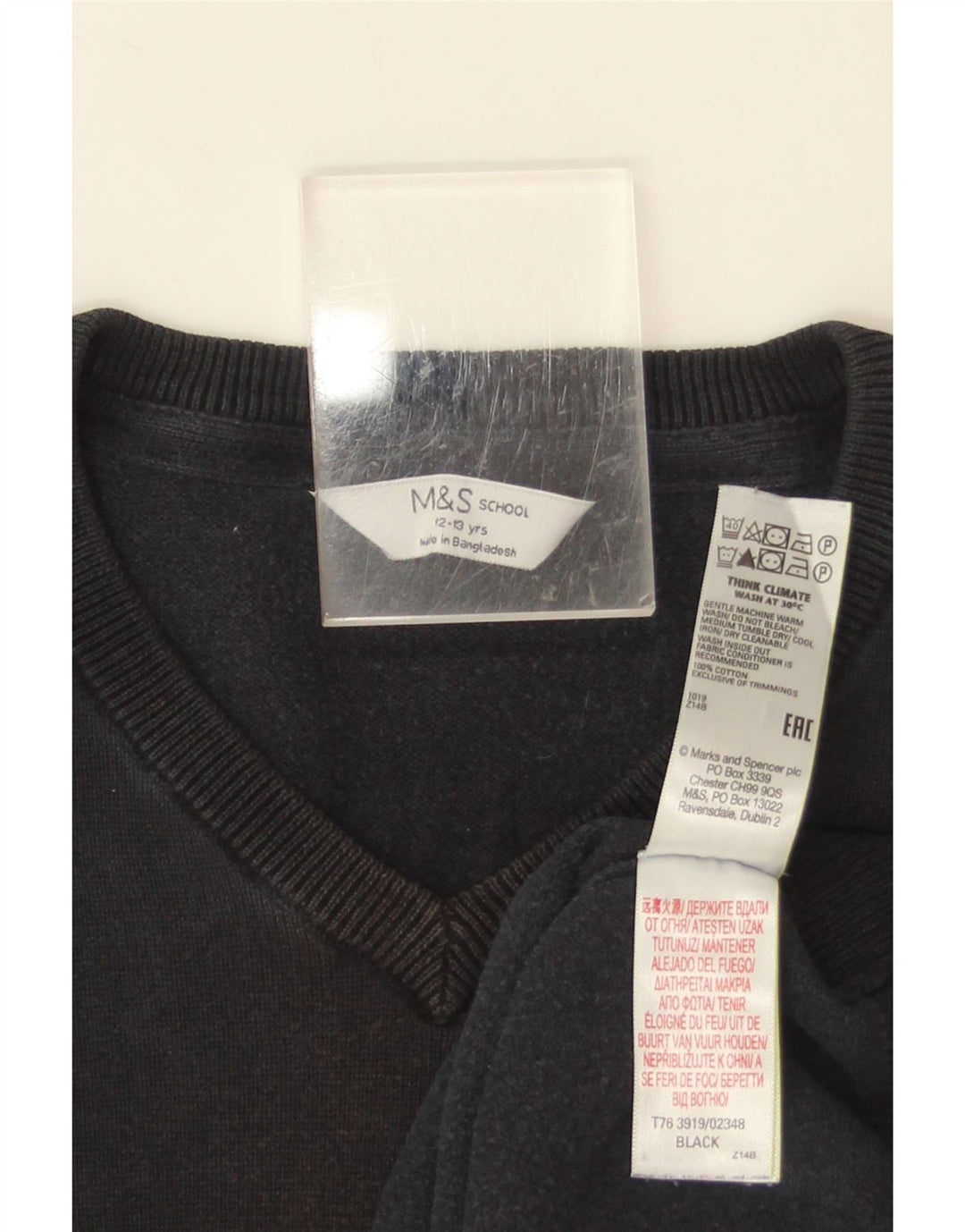 Maglione Marks & Spencer per ragazzi con scollo a V 12-13 anni in cotone nero