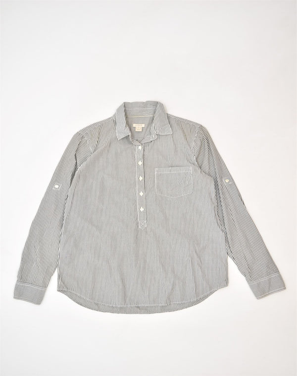 Camicia pullover da donna J. CREW UK 10 piccolo cotone gessato grigio
