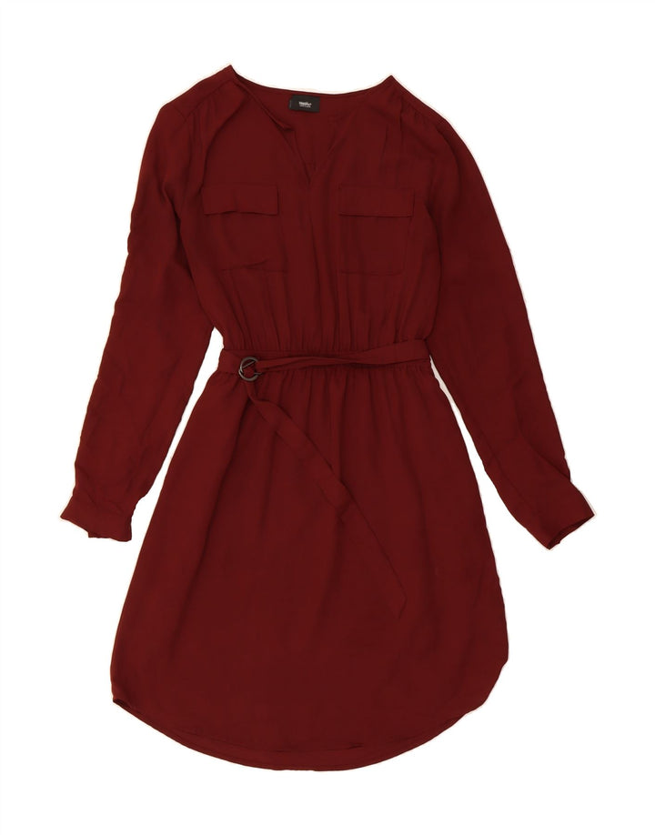 MOSSIMO Womens Long Sleeve A-Line Dress UK 10 Small Burgundy Polyester Vintage Mossimo and Second-Hand Mossimo from Messina Hembry 