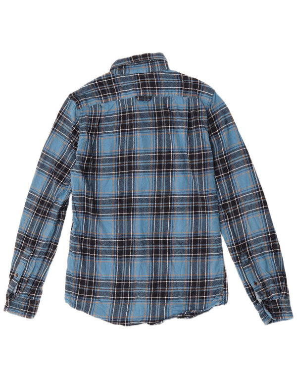 Camicia da uomo in flanella Superdry piccolo cotone a quadri blu