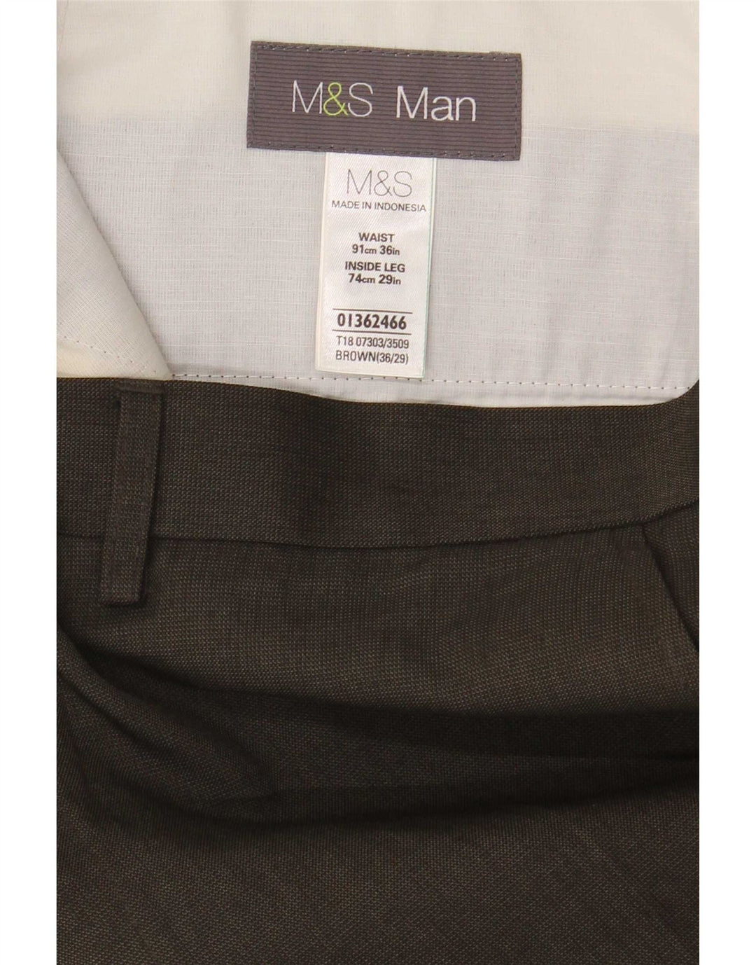 Pantaloni da abito dritti da uomo Marks & Spencer W36 L29 poliestere marrone