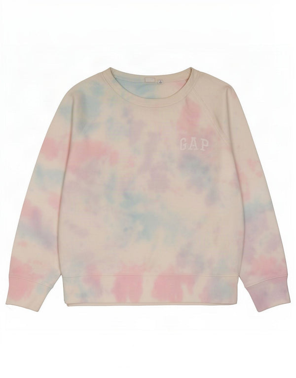 Gap Womens Sweatshirt Jumper UK 16 Large White Tie Dye Cotton