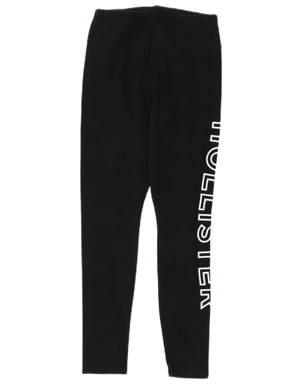 Hollister Womens Graphic Leggings UK 10 Small Black Cotton