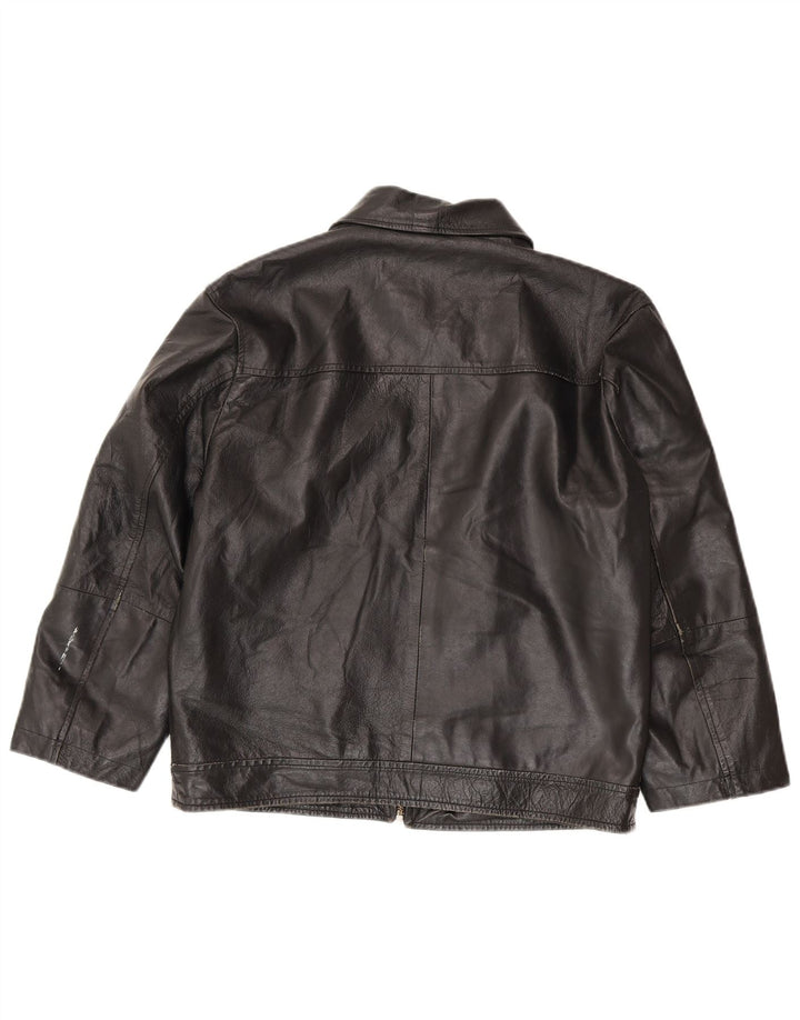 Giacca in pelle vintage da donna IT 50 XL Nera